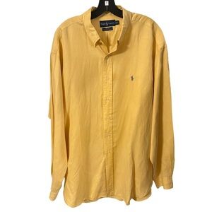 Ralph Lauren Men’s Button Down BLAKE Shirt SILK & LINEN Yellow Sz XL